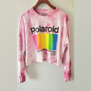 Polaroid Tie Dyed Pink Rainbow Crop Top